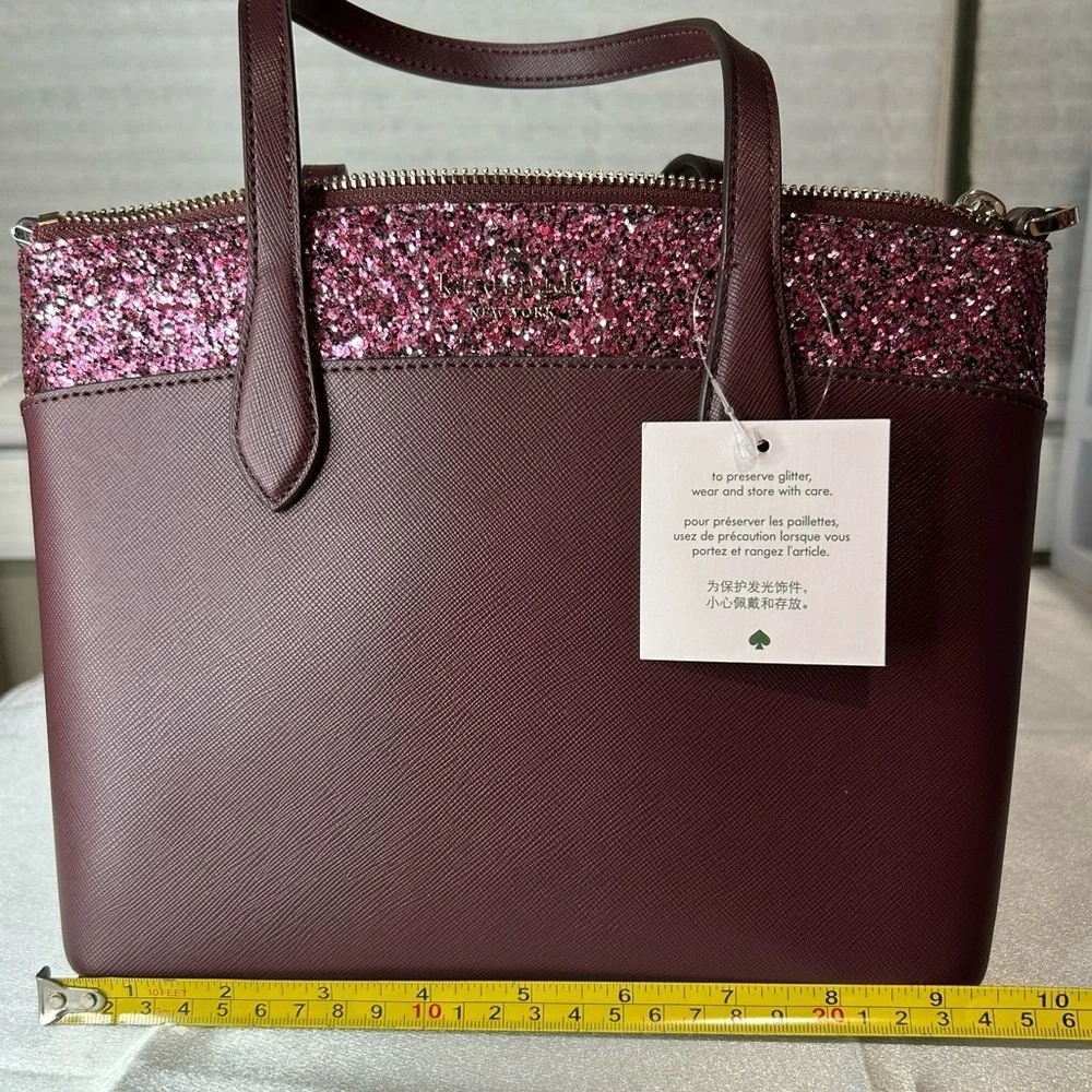 NWT Kate Spade burgundy glitter crossbody bag